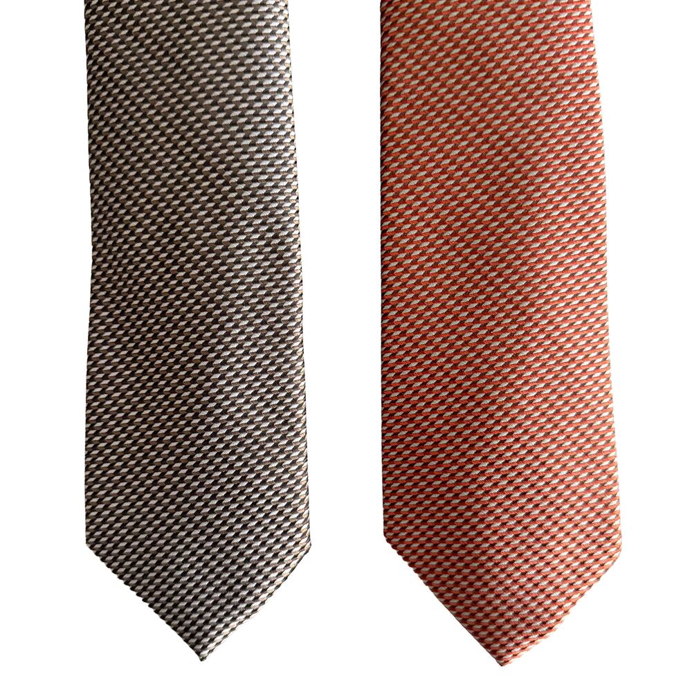Perry Ellis Portfolio Men's Ties Lot of 2 Bartolle Mini in Brown and Rust NWT